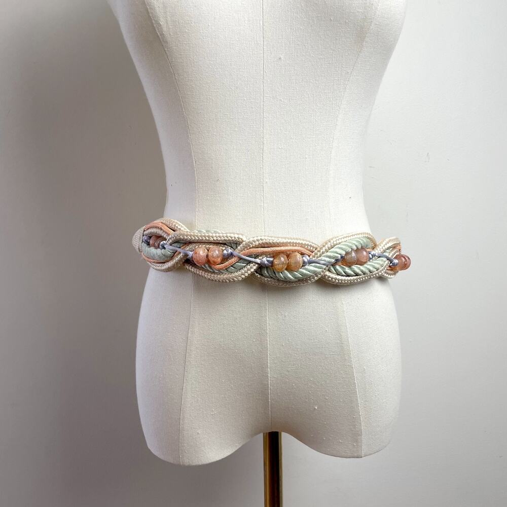 Vintage 80s Braided Rope Cord Belt‎ Small Artsy Eclectic Maximalist Art To Wear
